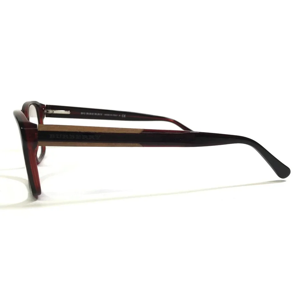 Burberry Eyeglasses Frames B 2121 3008 Burgundy Red Brown Wood Square 52-14-140